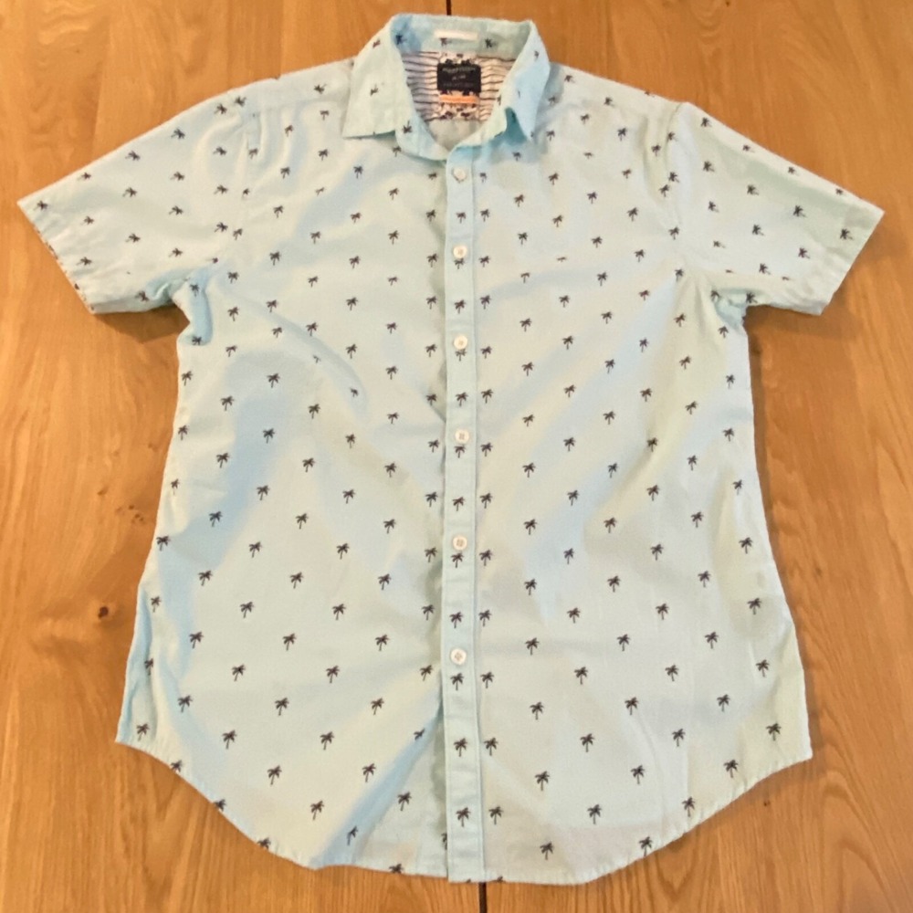 Denim & Flower Ricky Singh Shirt Mens Medium Short Sleeve Button Down Palm trees
